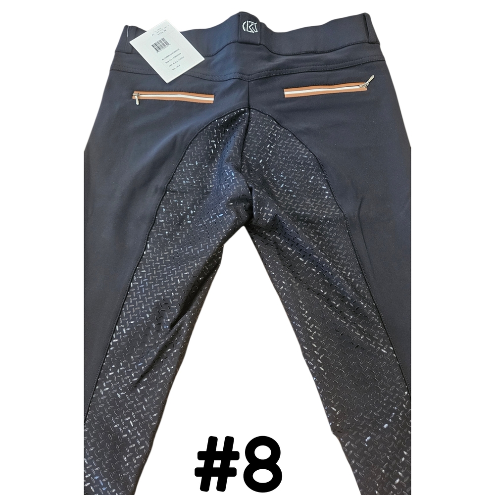 KL Select Gabrielle 30R FS Black/Cognac Riding Breeches - Picture 3 of 5